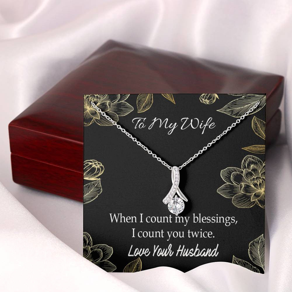 To My Wife Blessings Eternity Ribbon Stone Necklace Jewelry Gift Stainless Steel - Alluring Beauty Necklace Gift For Her