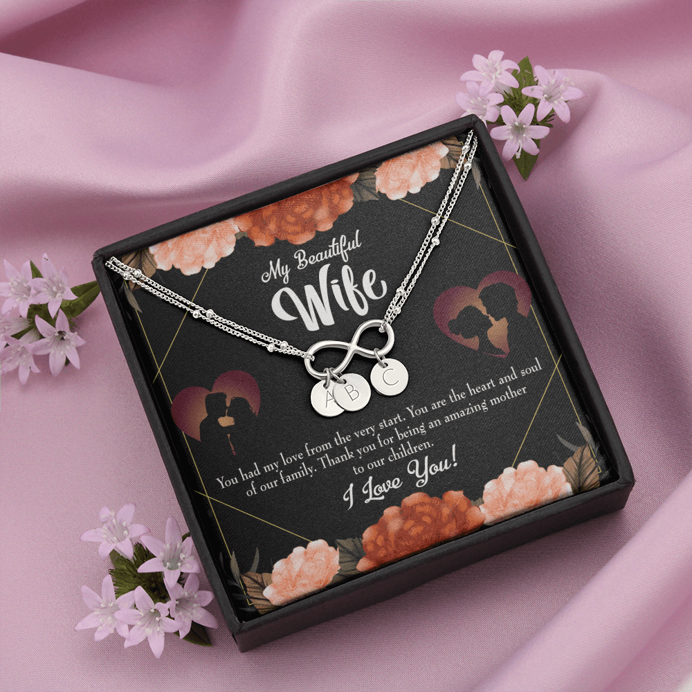 To My Wife Heart And Soul Infinity Bracelet With Initial Charms - Infinity Bracelet