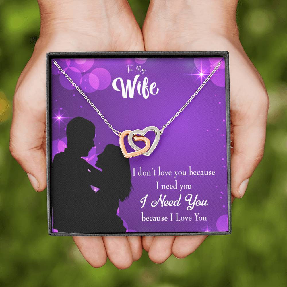 Wife Gift For Wife Birthday Because I Love You Inseparable Love Pendant 18k Rose Gold Finish 16� - Interlocking Hearts Necklace