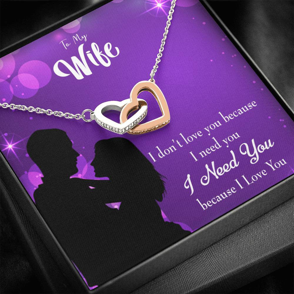 Wife Gift For Wife Birthday Because I Love You Inseparable Love Pendant 18k Rose Gold Finish 16� - Interlocking Hearts Necklace
