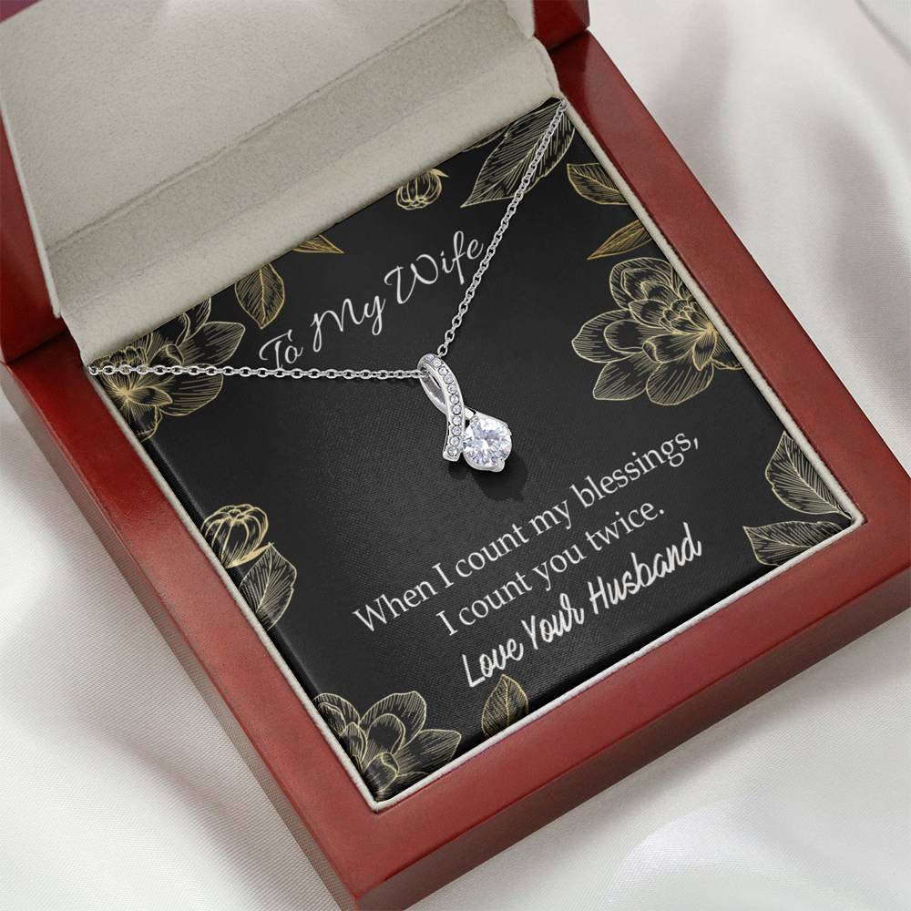 To My Wife Blessings Eternity Ribbon Stone Necklace Jewelry Gift Stainless Steel - Alluring Beauty Necklace Gift For Her