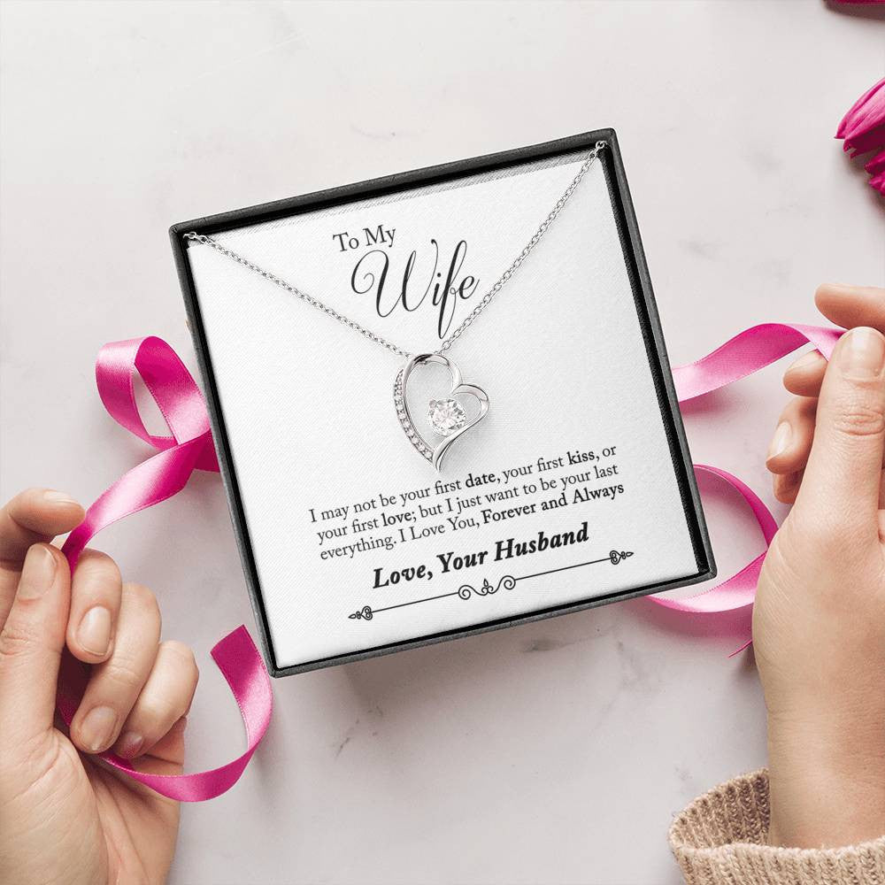 To My Wife Forever & Always Pendant 18k Gold or Stainless Steel 18" Necklace - Forever Love Necklace Gift Idea For Woman