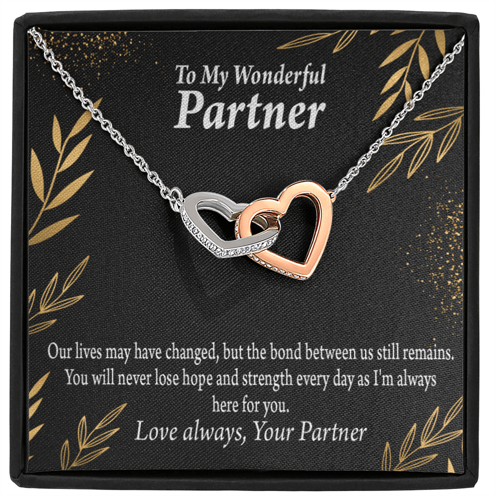 To My Partner Never Lose Hope Strength Inseparable Pendant 18k Rose Gold Finish 16� Life Partner Keepsake Card - Interlocking Hearts Necklace
