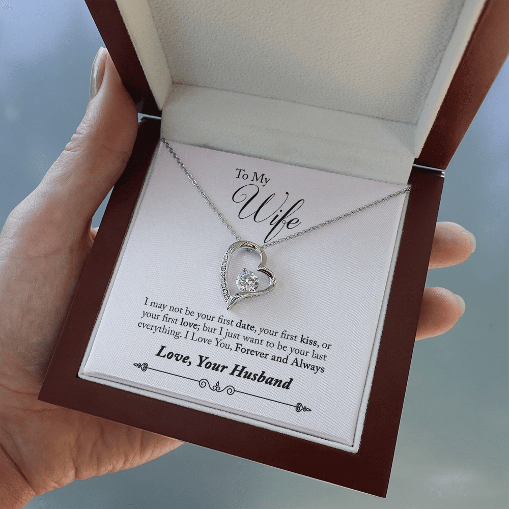 To My Wife Forever & Always Pendant 18k Gold or Stainless Steel 18" Necklace - Forever Love Necklace Gift Idea For Woman