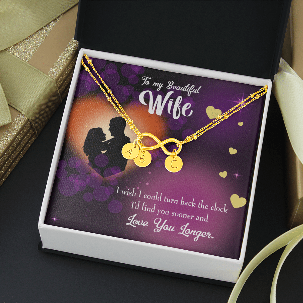 To My Wife Love You Longer Infinity Bracelet With Initial Charms - Infinity Bracelet