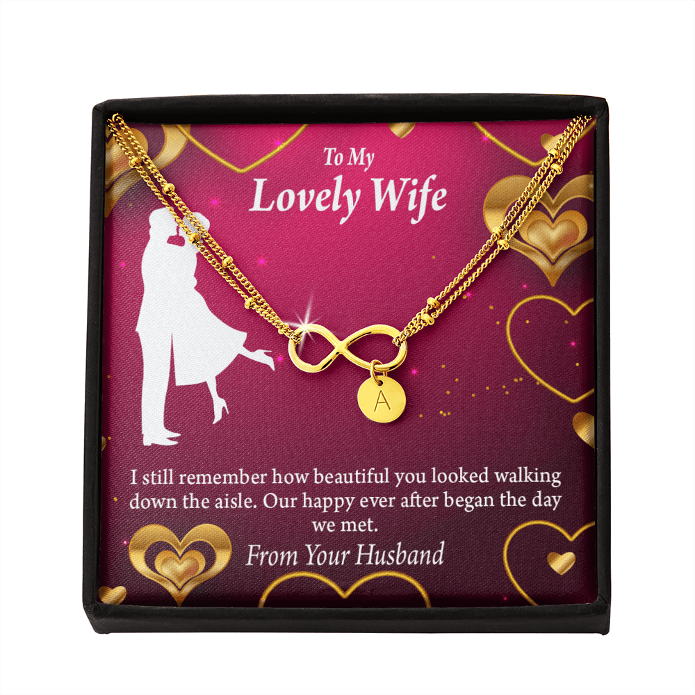 To My Wife Happy Ever After Infinity Bracelet With Initial Charms - Infinity Bracelet