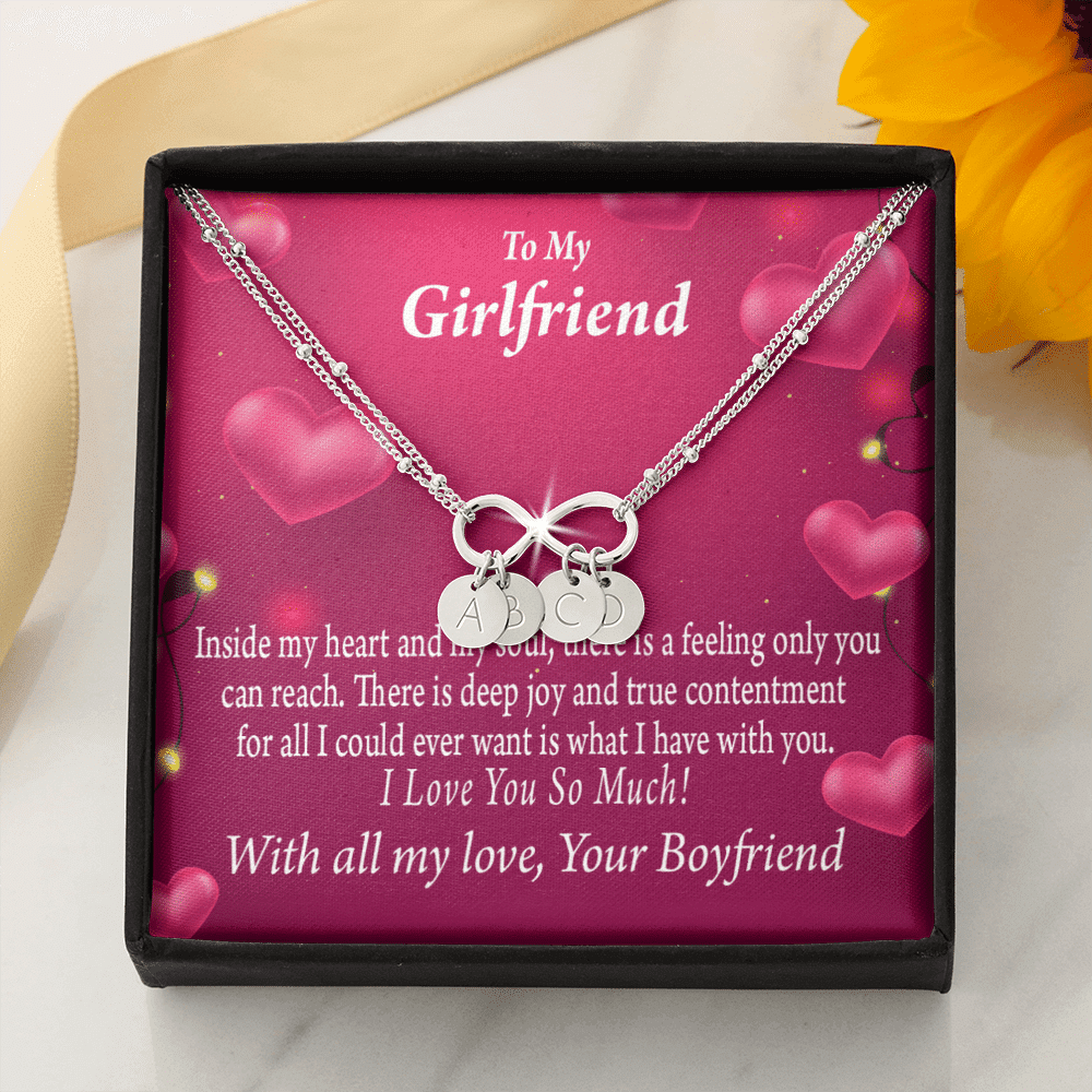 Girlfriend Deep Joy And True Contentment Infinity Bracelet With Initial Charms - Infinity Bracelet