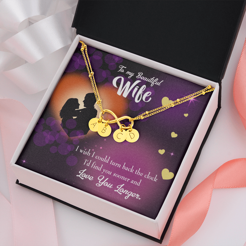 To My Wife Love You Longer Infinity Bracelet With Initial Charms - Infinity Bracelet