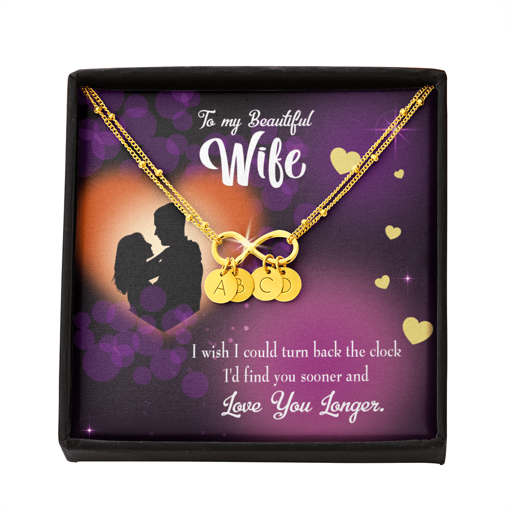 To My Wife Love You Longer Infinity Bracelet With Initial Charms - Infinity Bracelet