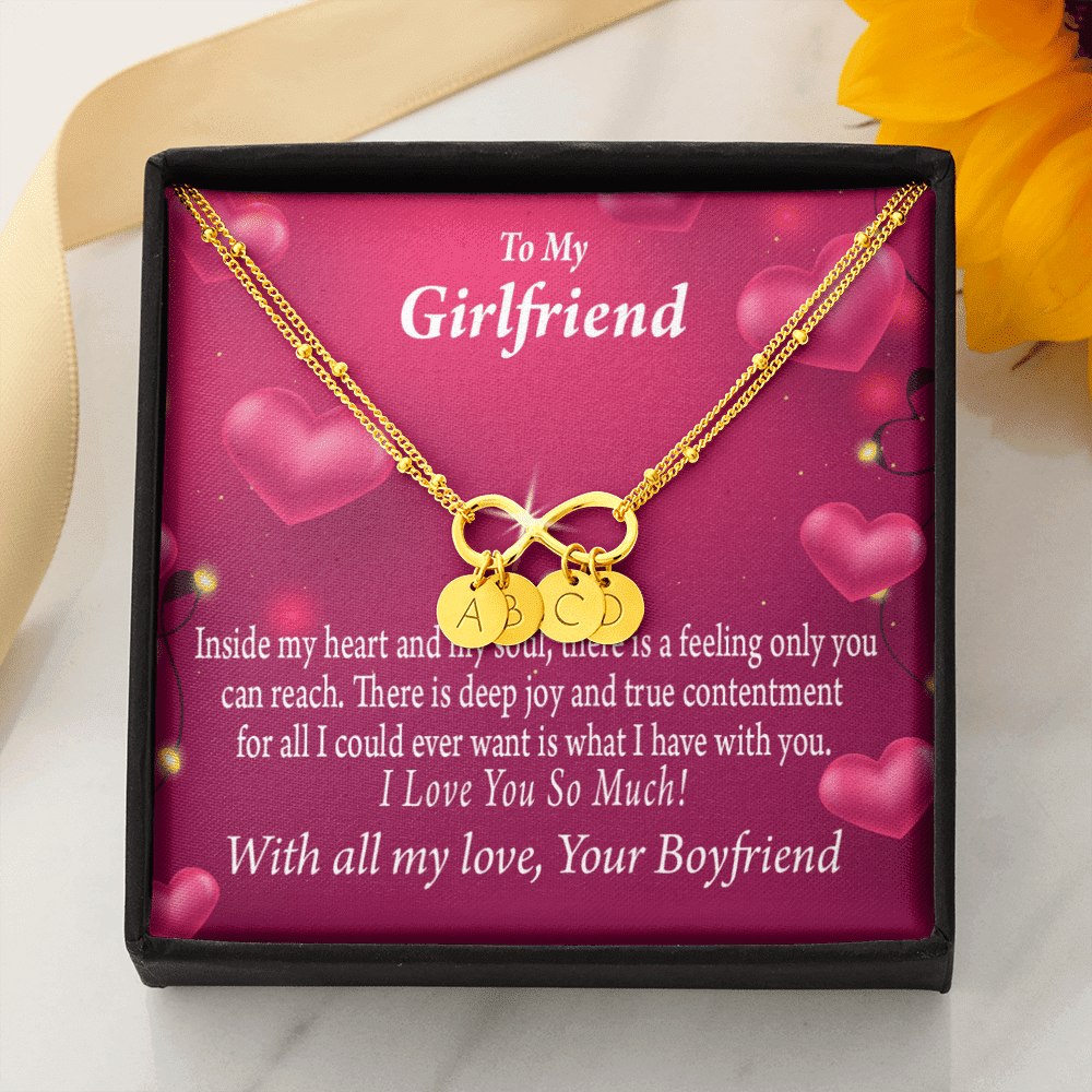 Girlfriend Deep Joy And True Contentment Infinity Bracelet With Initial Charms - Infinity Bracelet