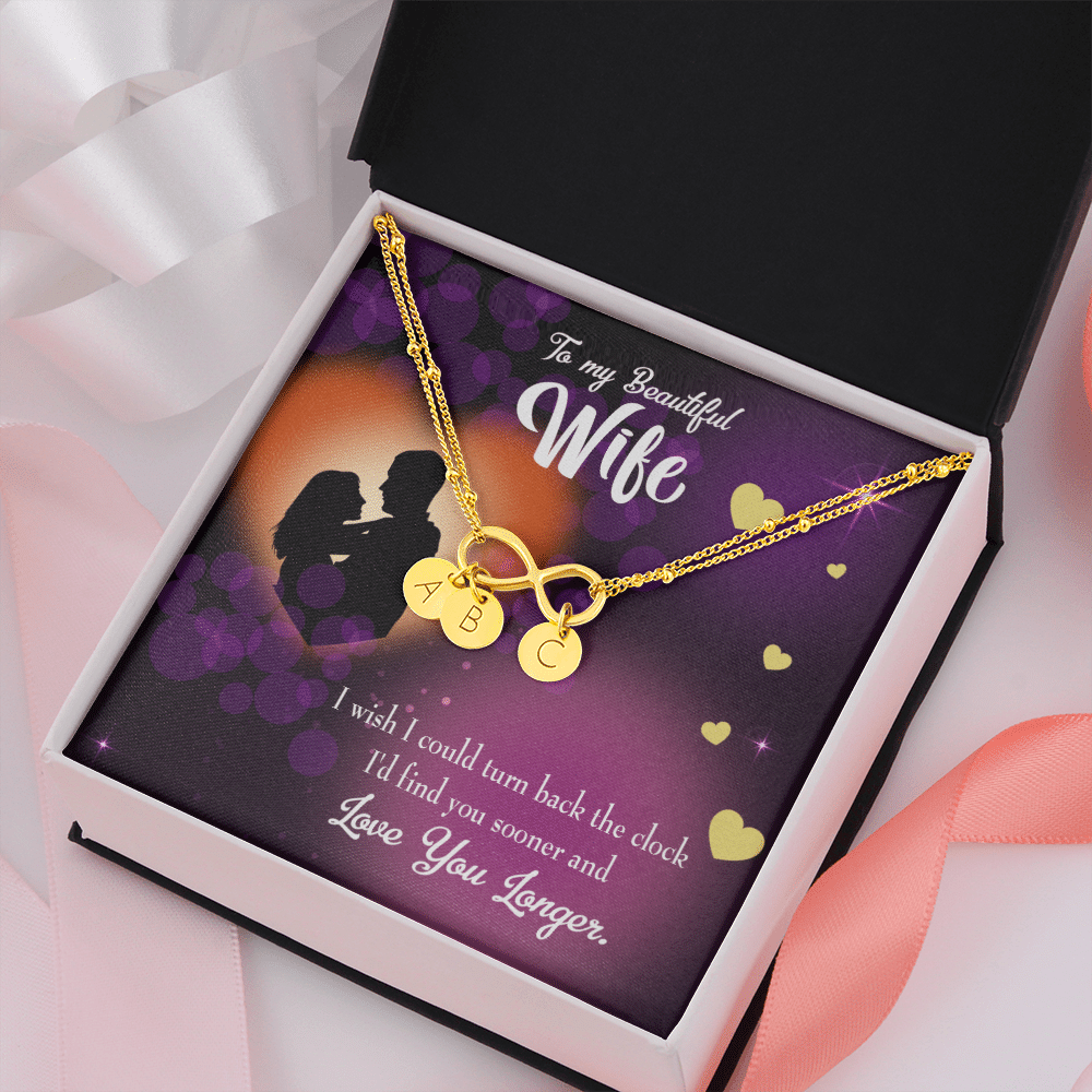 To My Wife Love You Longer Infinity Bracelet With Initial Charms - Infinity Bracelet
