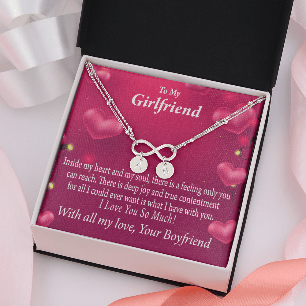 Girlfriend Deep Joy And True Contentment Infinity Bracelet With Initial Charms - Infinity Bracelet