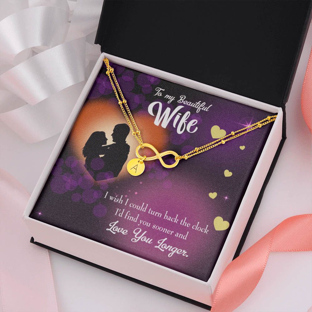 To My Wife Love You Longer Infinity Bracelet With Initial Charms - Infinity Bracelet