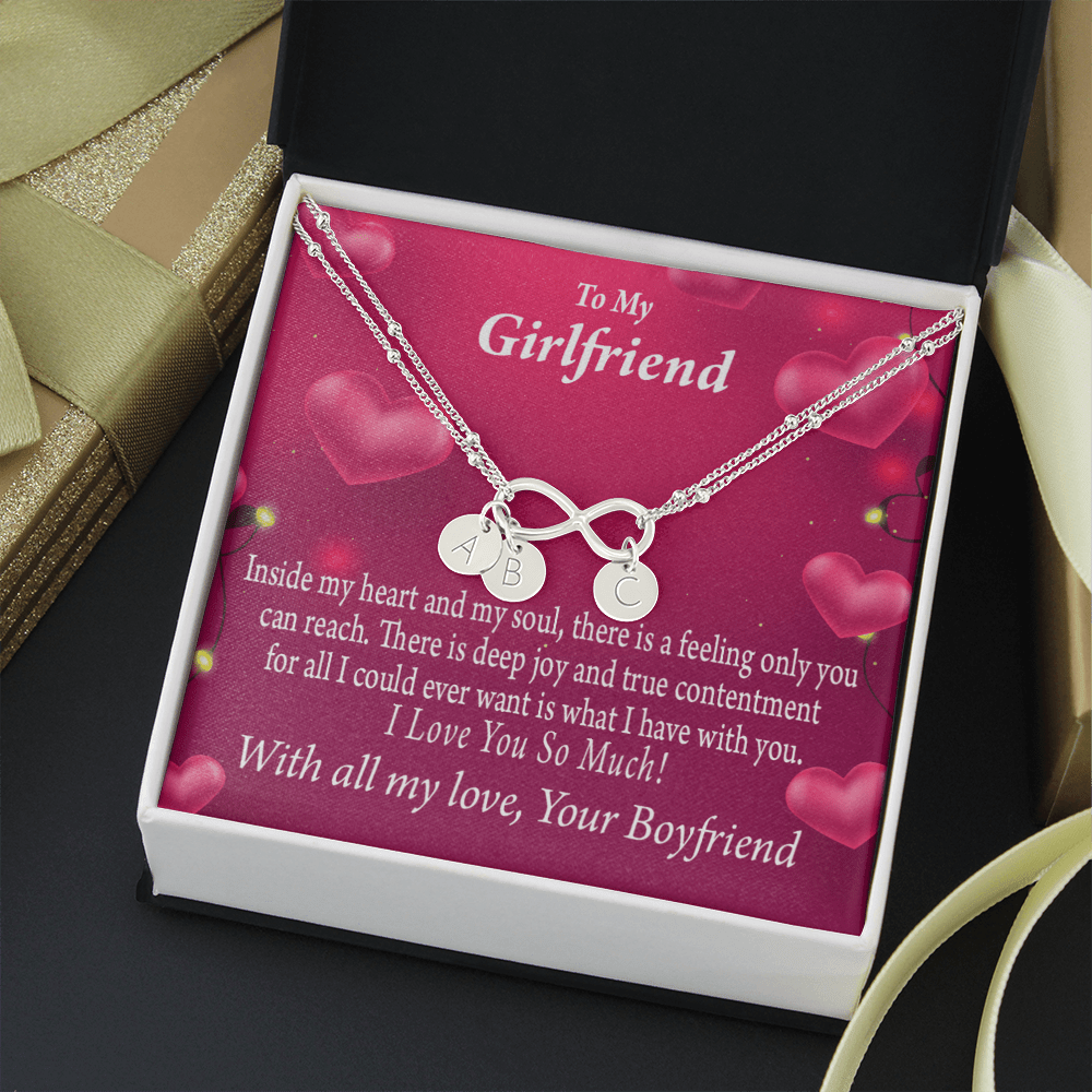 Girlfriend Deep Joy And True Contentment Infinity Bracelet With Initial Charms - Infinity Bracelet