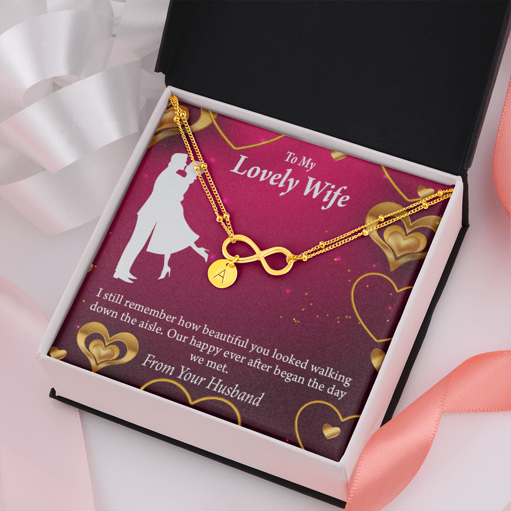 To My Wife Happy Ever After Infinity Bracelet With Initial Charms - Infinity Bracelet