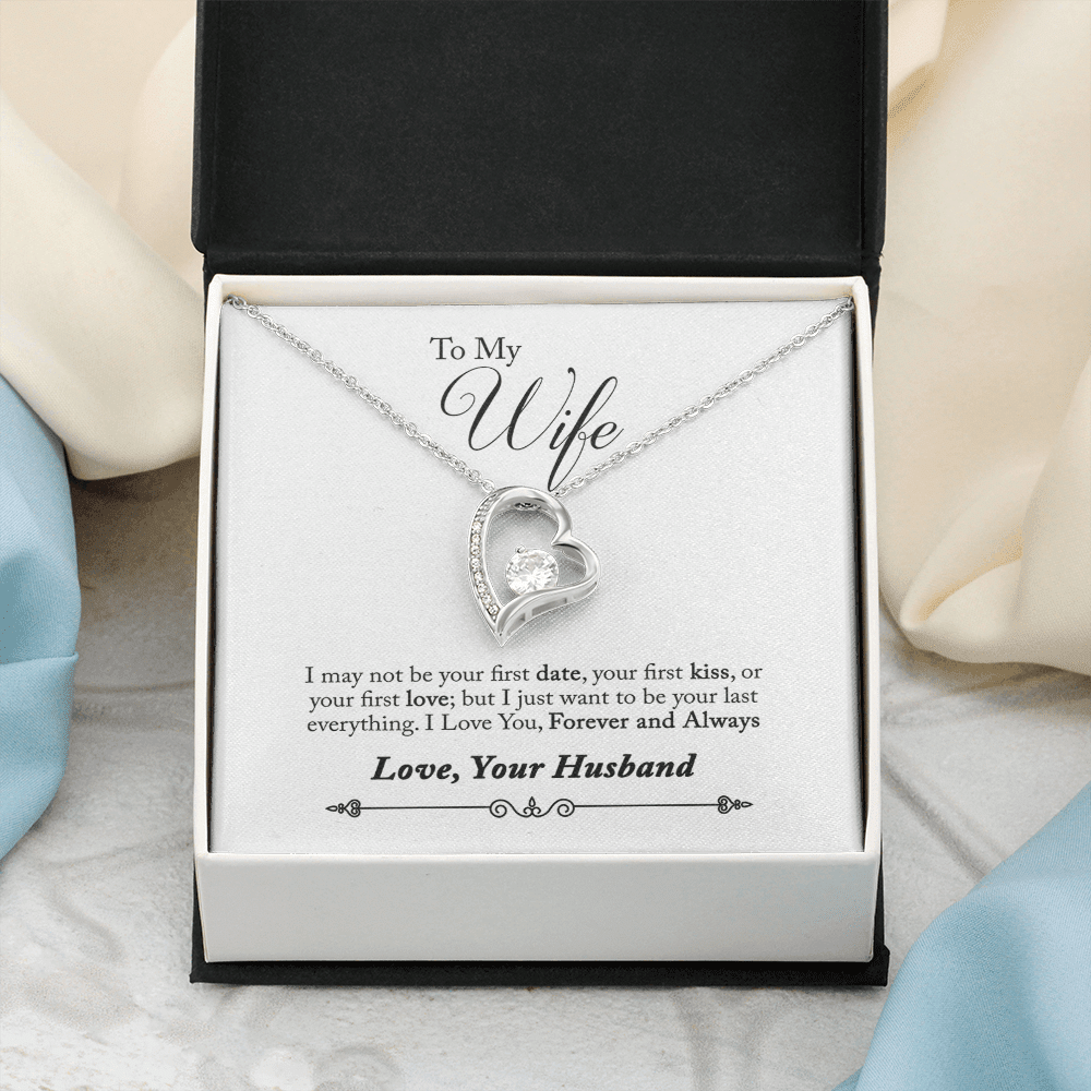 To My Wife Forever & Always Pendant 18k Gold or Stainless Steel 18" Necklace - Forever Love Necklace Gift Idea For Woman