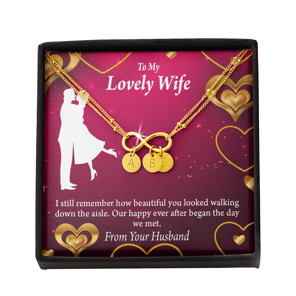 To My Wife Happy Ever After Infinity Bracelet With Initial Charms - Infinity Bracelet