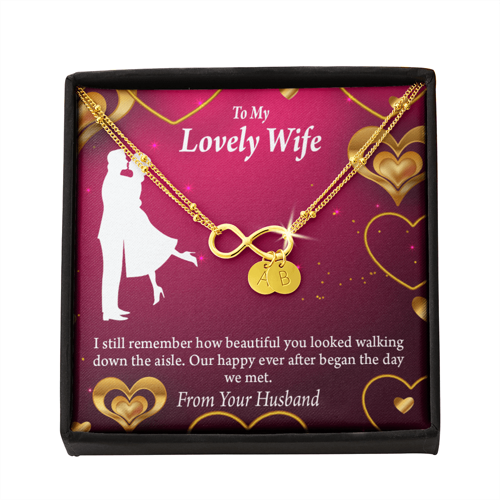 To My Wife Happy Ever After Infinity Bracelet With Initial Charms - Infinity Bracelet