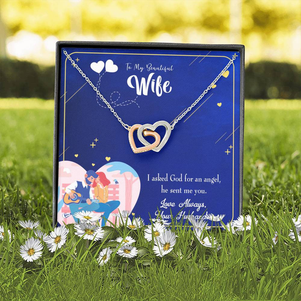 Wife Gift For Wife Birthday I Asked God Inseparable Love Pendant 18k Rose Gold Finish 16� - Interlocking Hearts Necklace