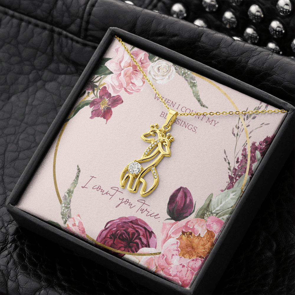 To My Wife I Count You Twice Giraffe Charm Necklace Message Card - Giraffe Necklace