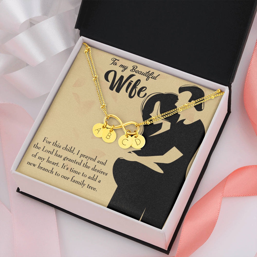 To My Wife New Branch To Family Infinity Bracelet With Initial Charms - Infinity Bracelet