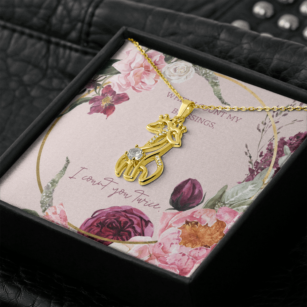To My Wife I Count You Twice Giraffe Charm Necklace Message Card - Giraffe Necklace