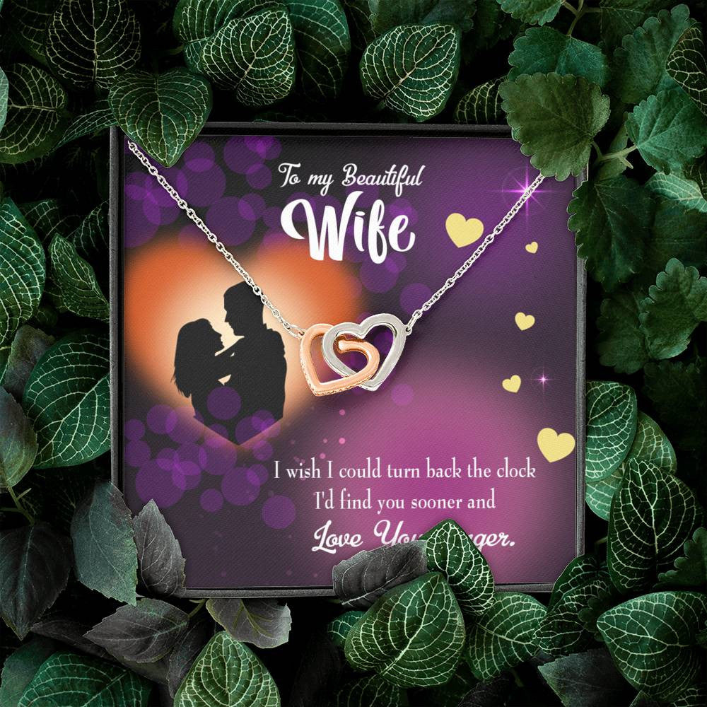 Wife Gift For Wife Birthday Love You Longer Inseparable Love Pendant 18k Rose Gold Finish 16� - Interlocking Hearts Necklace