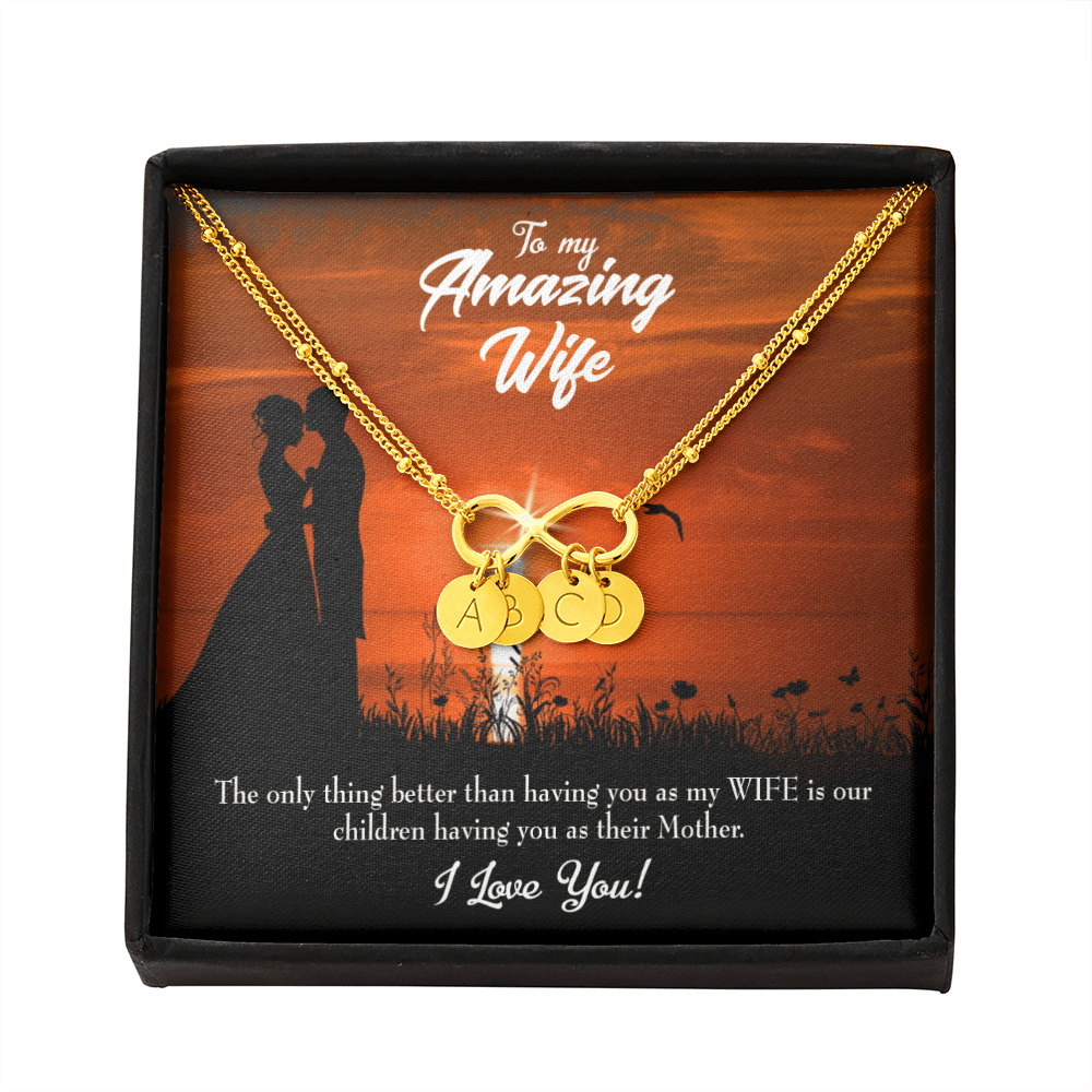 To My Wife My Wife And Mother Infinity Bracelet With Initial Charms - Infinity Bracelet
