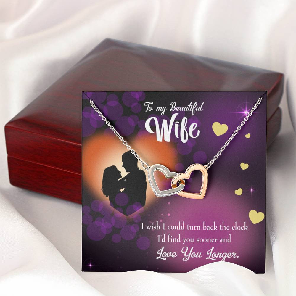Wife Gift For Wife Birthday Love You Longer Inseparable Love Pendant 18k Rose Gold Finish 16� - Interlocking Hearts Necklace