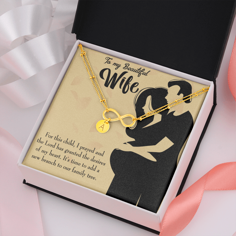 To My Wife New Branch To Family Infinity Bracelet With Initial Charms - Infinity Bracelet