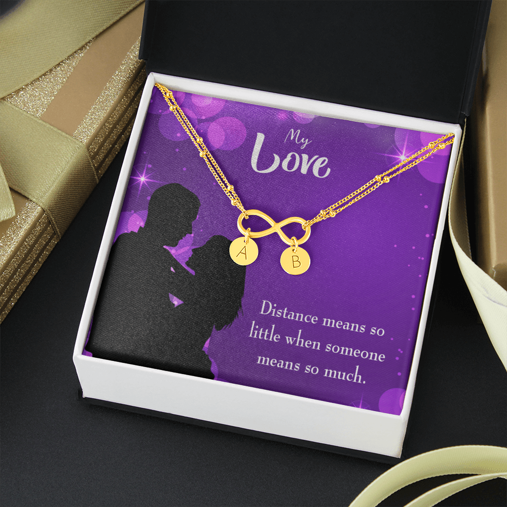 To My Wife Distance Means So Little Infinity Bracelet With Initial Charms - Infinity Bracelet