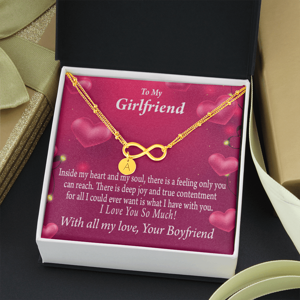 Girlfriend Deep Joy And True Contentment Infinity Bracelet With Initial Charms - Infinity Bracelet