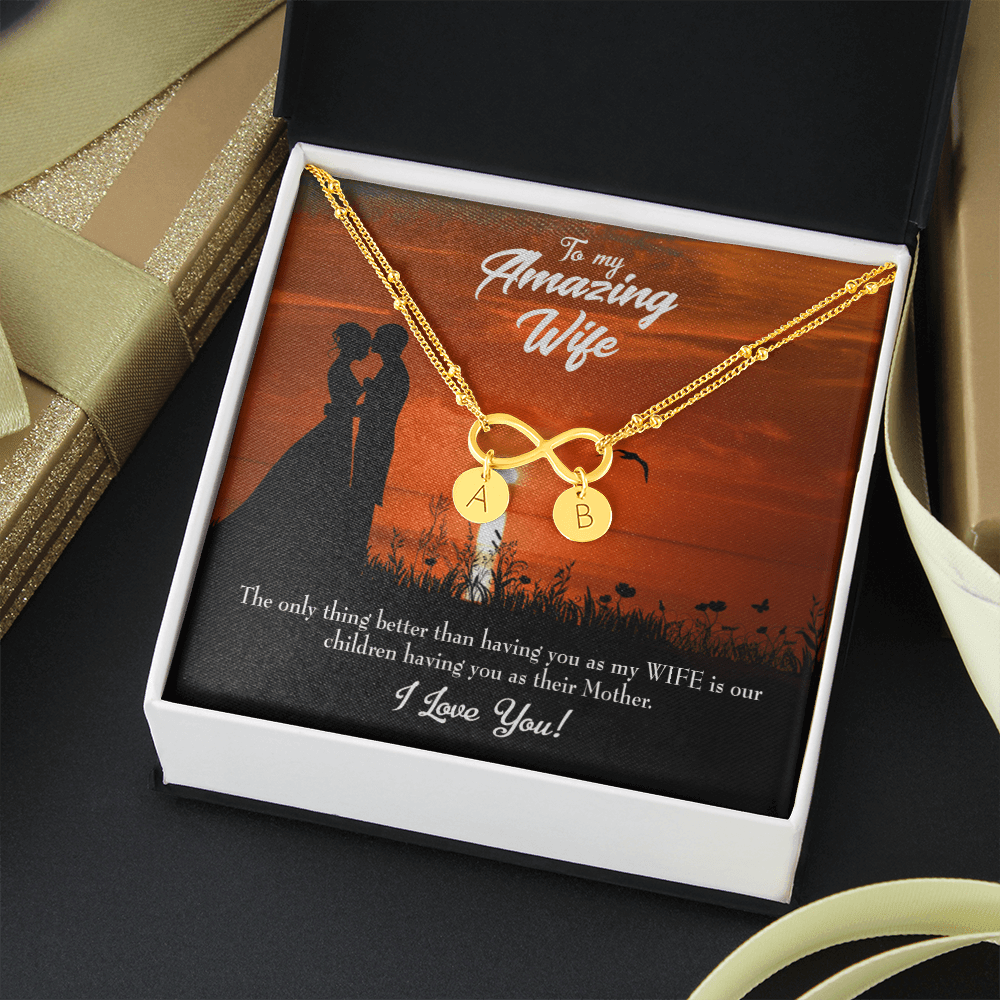 To My Wife My Wife And Mother Infinity Bracelet With Initial Charms - Infinity Bracelet