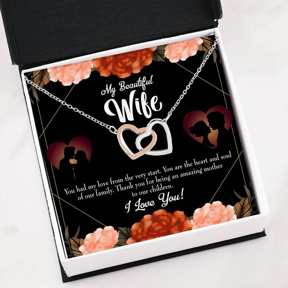 Wife Gift For Wife Birthday Heart And Soul Inseparable Love Pendant 18k Rose Gold Finish 16� - Interlocking Hearts Necklace
