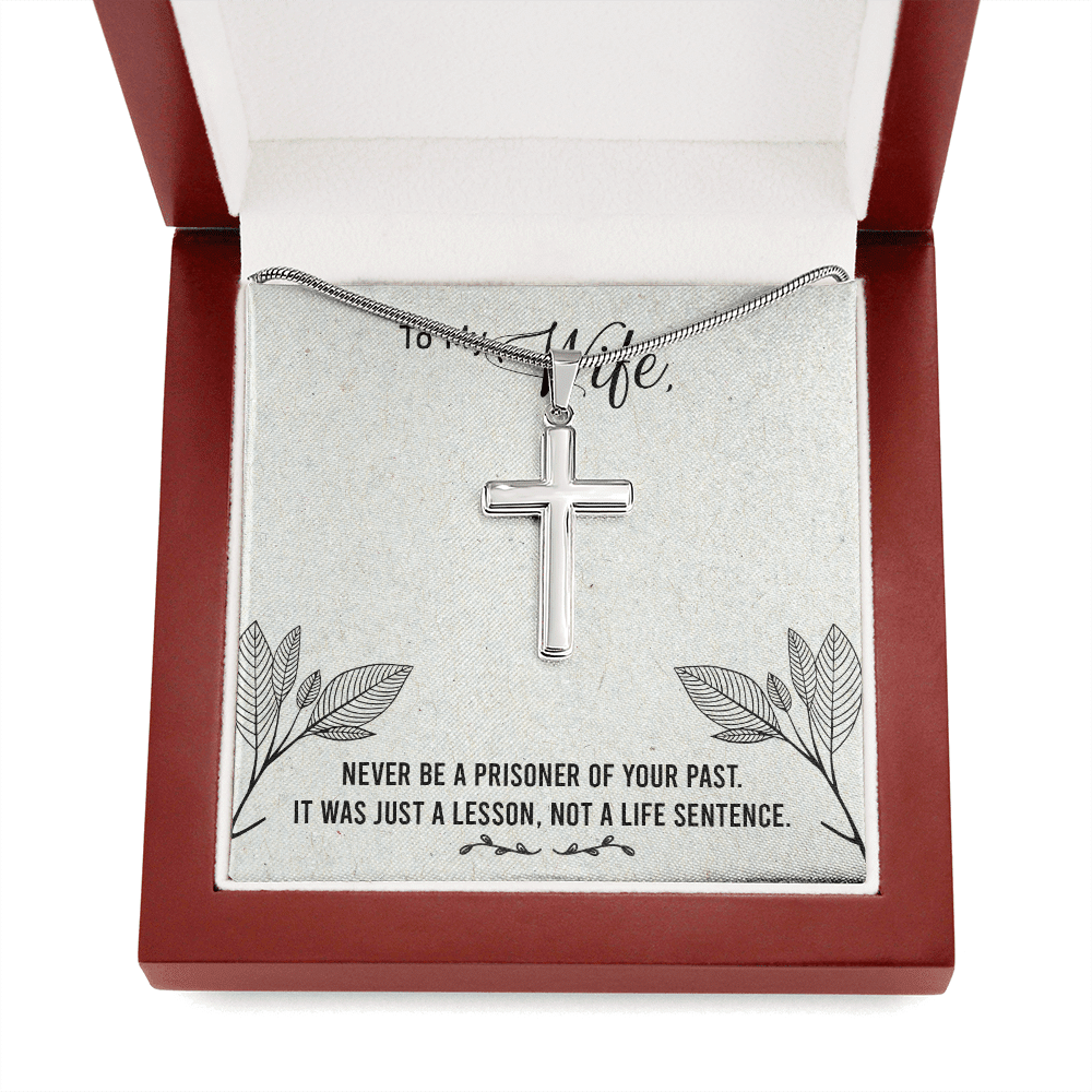 Christian Encouragement Card To My Wifenever Be A Prisoner Faith Cross Necklace Stainless Steel Pendant Religious Gift - Meanful Cross Messages Card Gift Idea