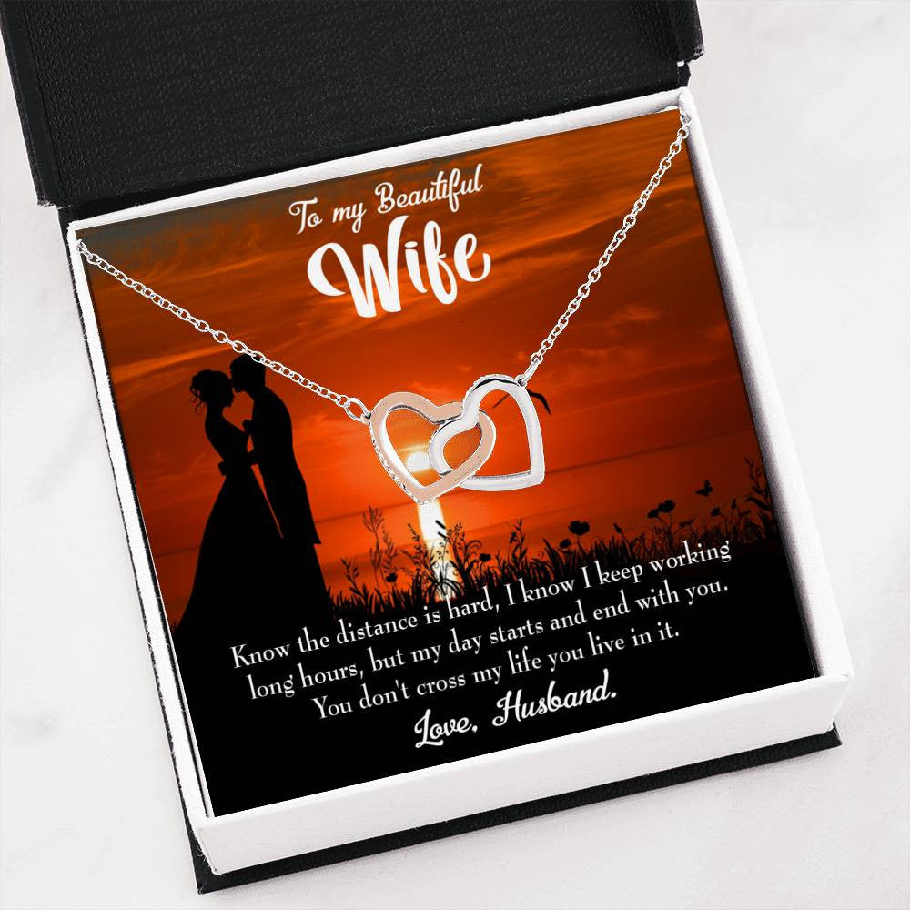 Wife Gift For Wife Birthday Knowing The Distance Inseparable Love Pendant 18k Rose Gold Finish 16� - Interlocking Hearts Necklace