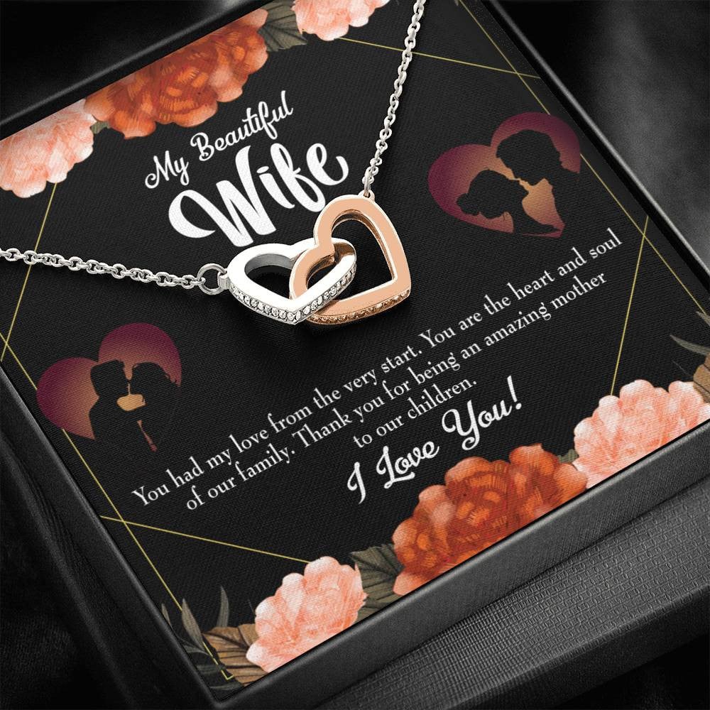 Wife Gift For Wife Birthday Heart And Soul Inseparable Love Pendant 18k Rose Gold Finish 16� - Interlocking Hearts Necklace