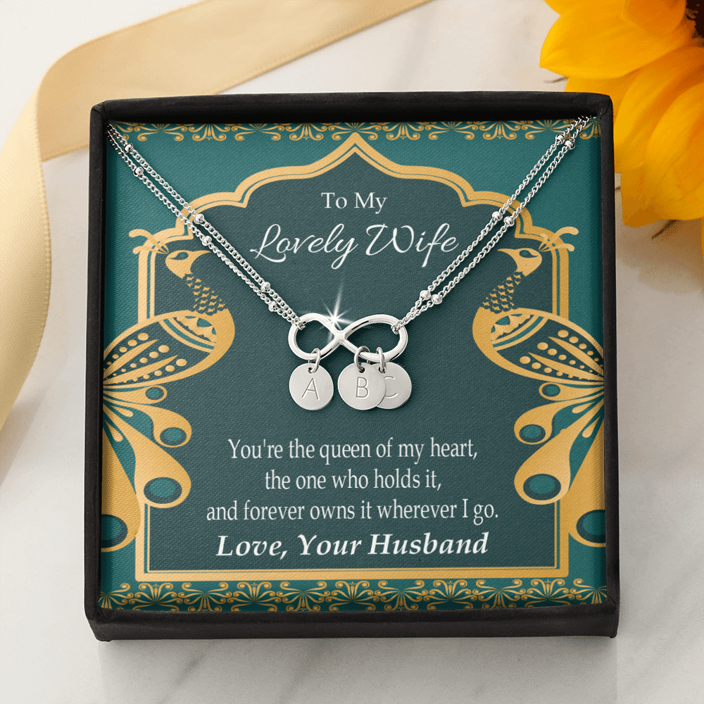 To My Wife To My Lovely Wife Infinity Bracelet With Initial Charms - Infinity Bracelet