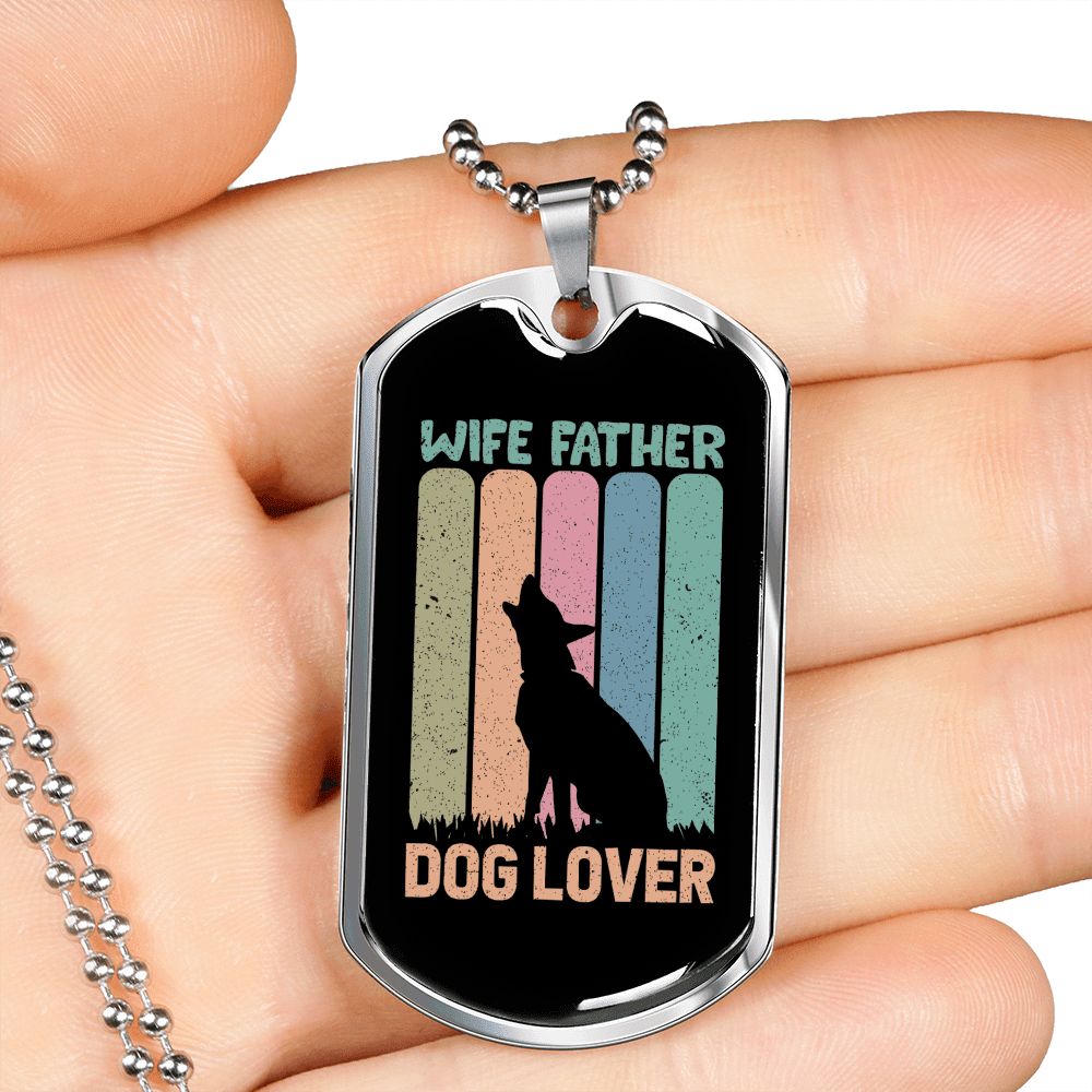 Wife Father Dog Lover Gift Stainless Steel or 18k Gold Dog Tag 24" Chain - Luxury Love Messages Dog Tag Gifts For Man, Woman