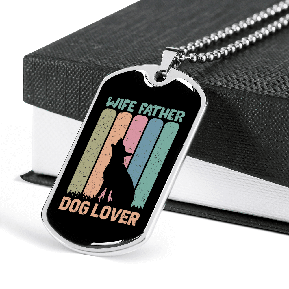 Wife Father Dog Lover Gift Stainless Steel or 18k Gold Dog Tag 24" Chain - Luxury Love Messages Dog Tag Gifts For Man, Woman