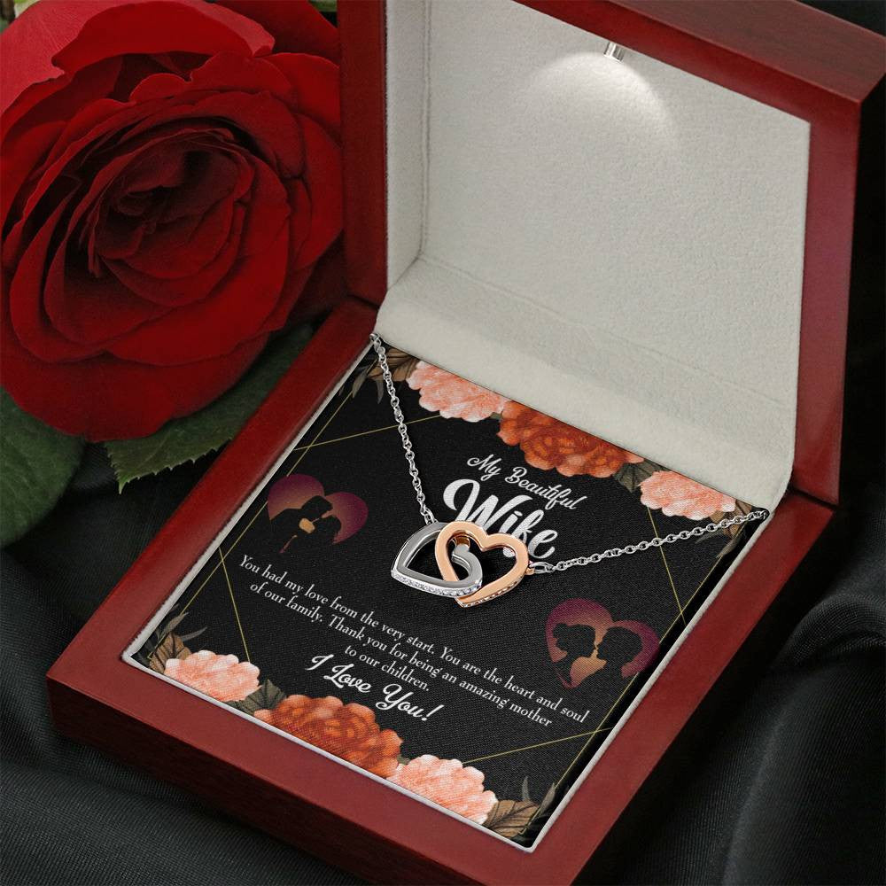 Wife Gift For Wife Birthday Heart And Soul Inseparable Love Pendant 18k Rose Gold Finish 16� - Interlocking Hearts Necklace