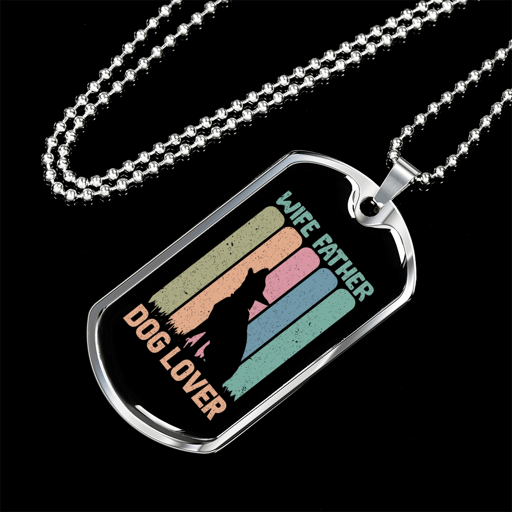 Wife Father Dog Lover Gift Stainless Steel or 18k Gold Dog Tag 24" Chain - Luxury Love Messages Dog Tag Gifts For Man, Woman