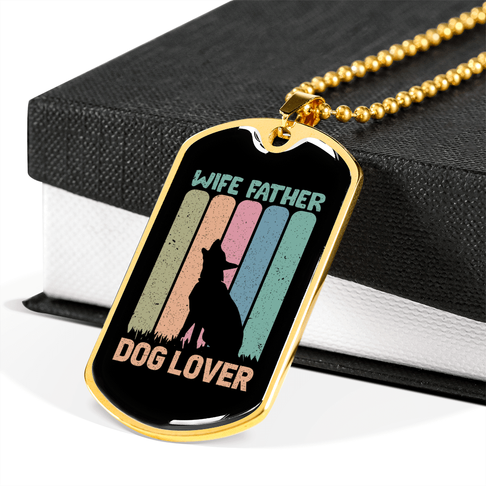 Wife Father Dog Lover Gift Stainless Steel or 18k Gold Dog Tag 24" Chain - Luxury Love Messages Dog Tag Gifts For Man, Woman
