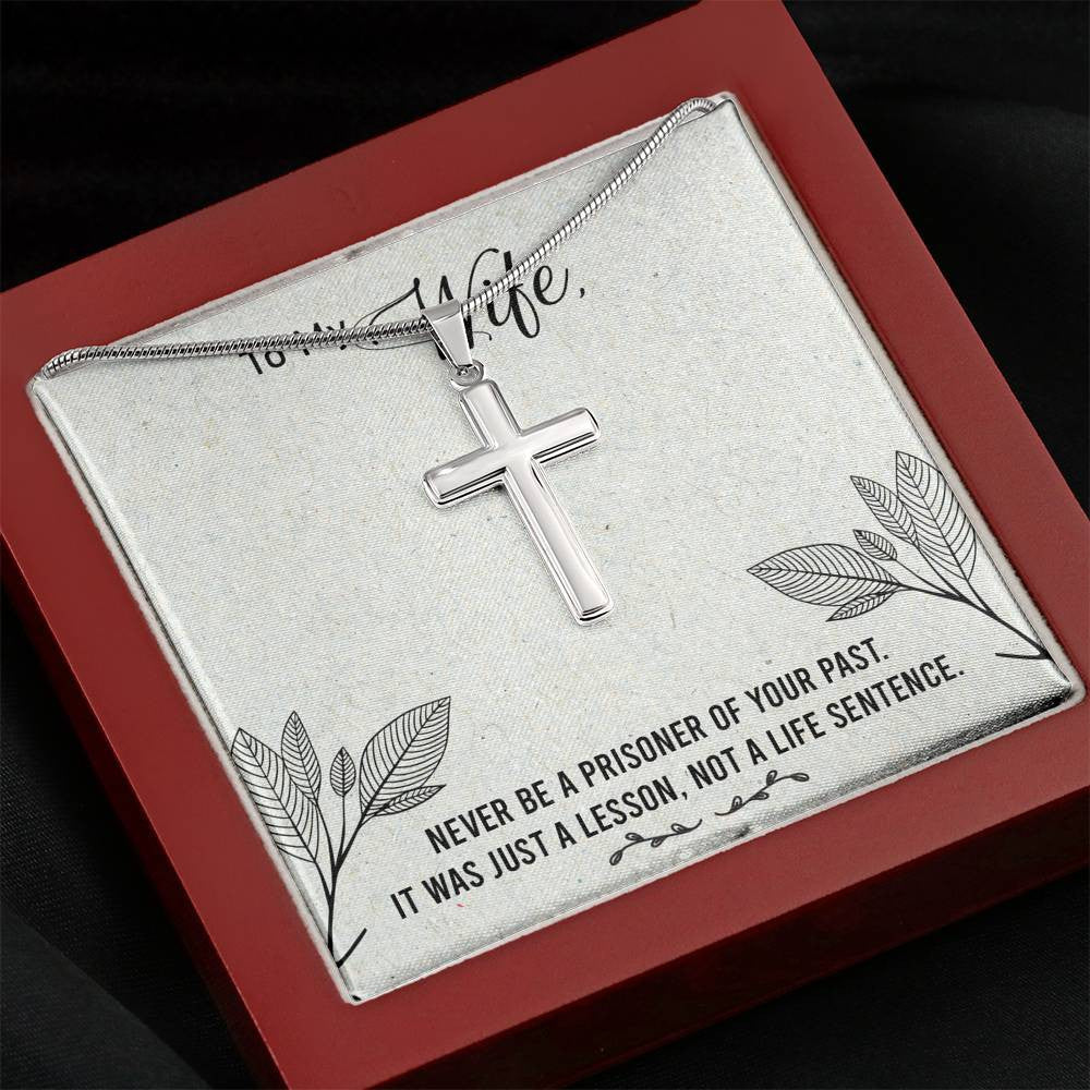 Christian Encouragement Card To My Wifenever Be A Prisoner Faith Cross Necklace Stainless Steel Pendant Religious Gift - Meanful Cross Messages Card Gift Idea