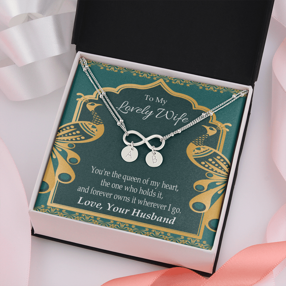 To My Wife To My Lovely Wife Infinity Bracelet With Initial Charms - Infinity Bracelet