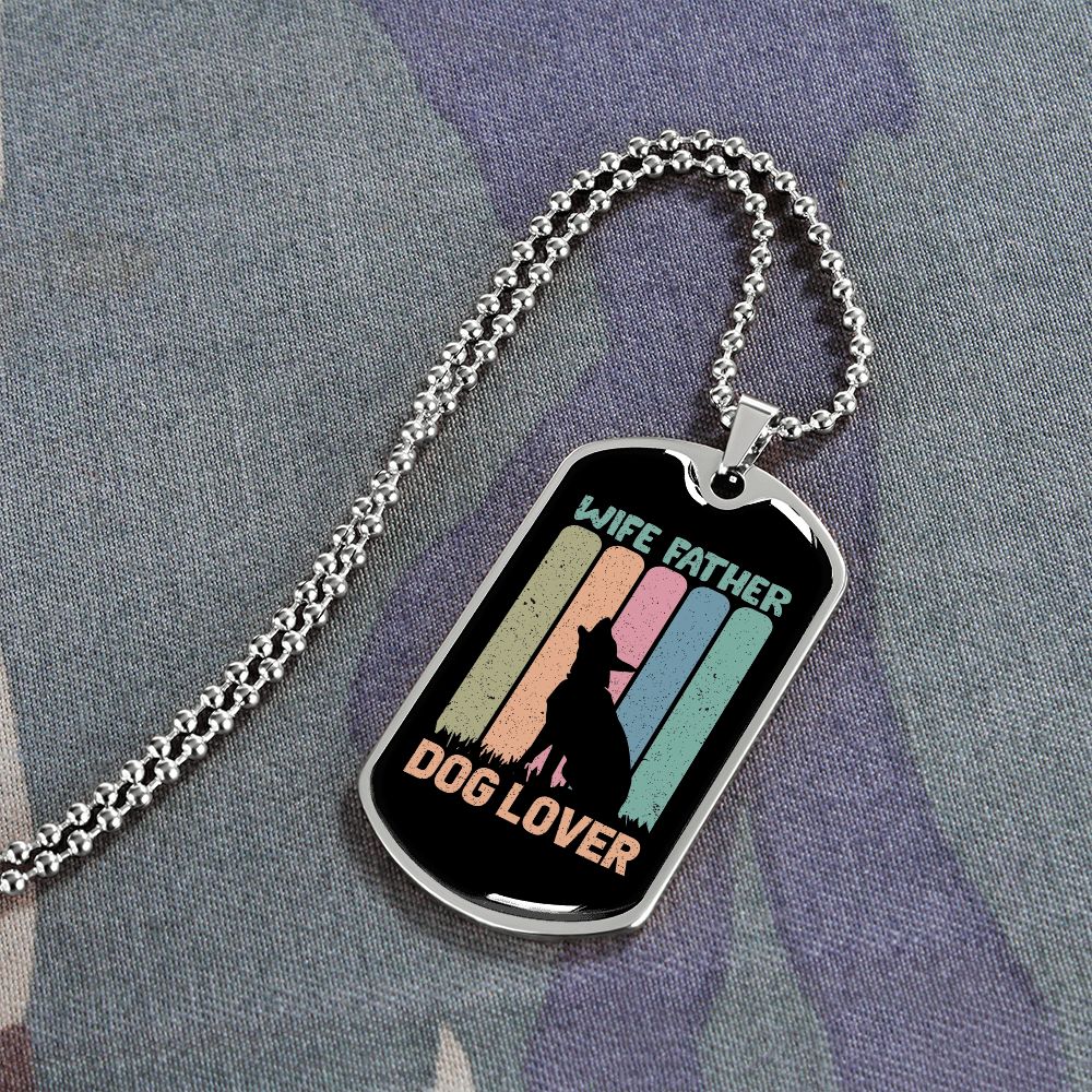 Wife Father Dog Lover Gift Stainless Steel or 18k Gold Dog Tag 24" Chain - Luxury Love Messages Dog Tag Gifts For Man, Woman