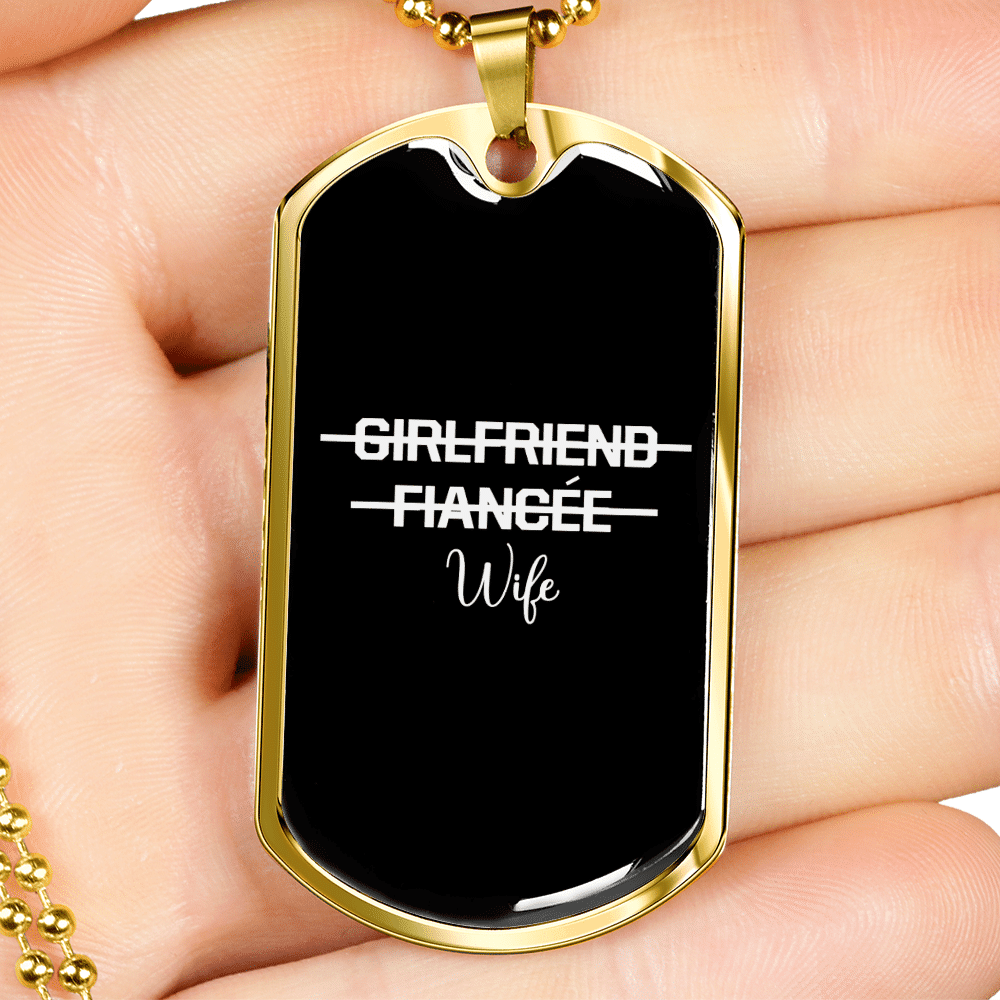 To My Girlfriend Girlfriend Fiance Wife Transparent Necklace Stainless Steel or 18k Gold Dog Tag 24" Chain - Luxury Love Messages Dog Tag Gifts For Man, Woman