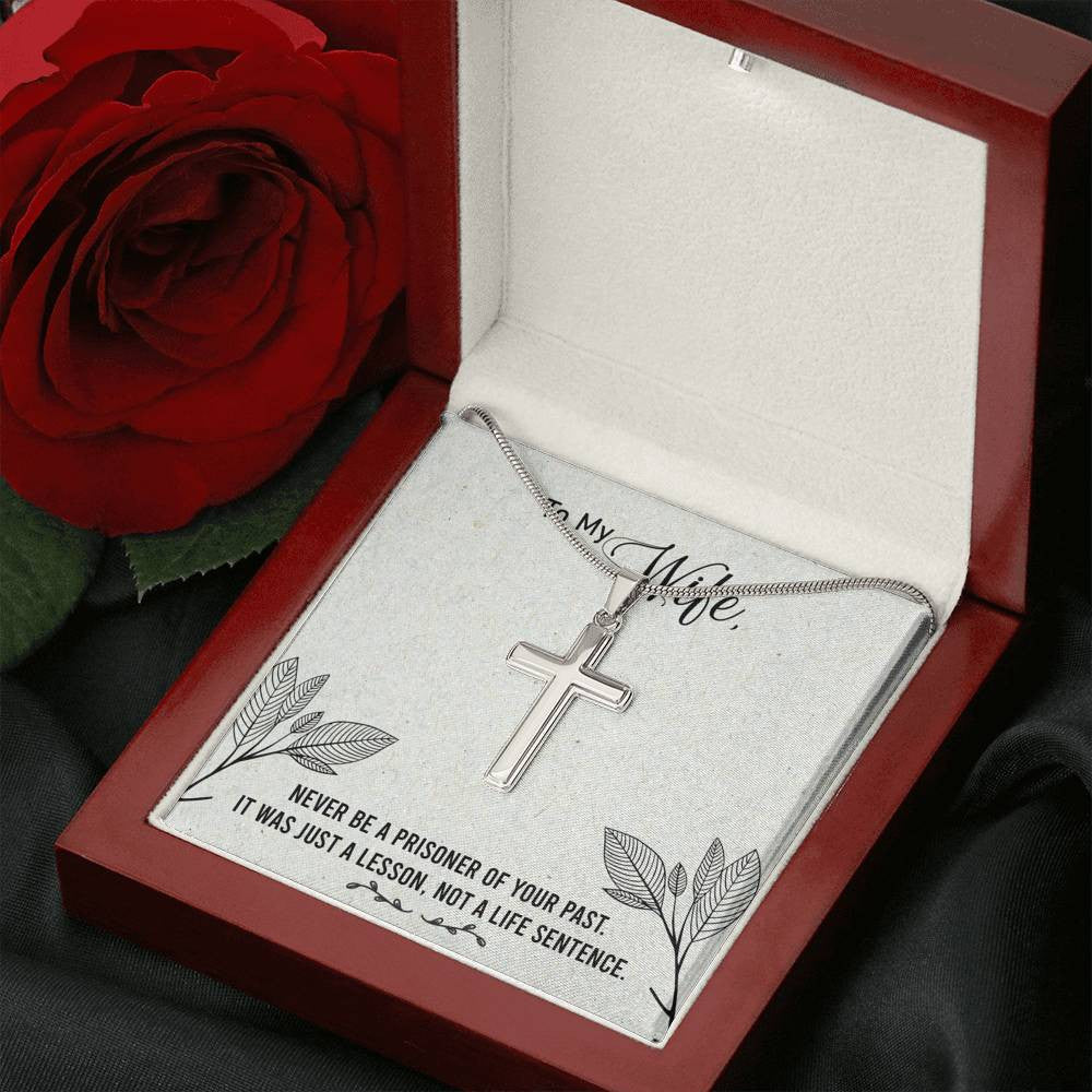 Christian Encouragement Card To My Wifenever Be A Prisoner Faith Cross Necklace Stainless Steel Pendant Religious Gift - Meanful Cross Messages Card Gift Idea