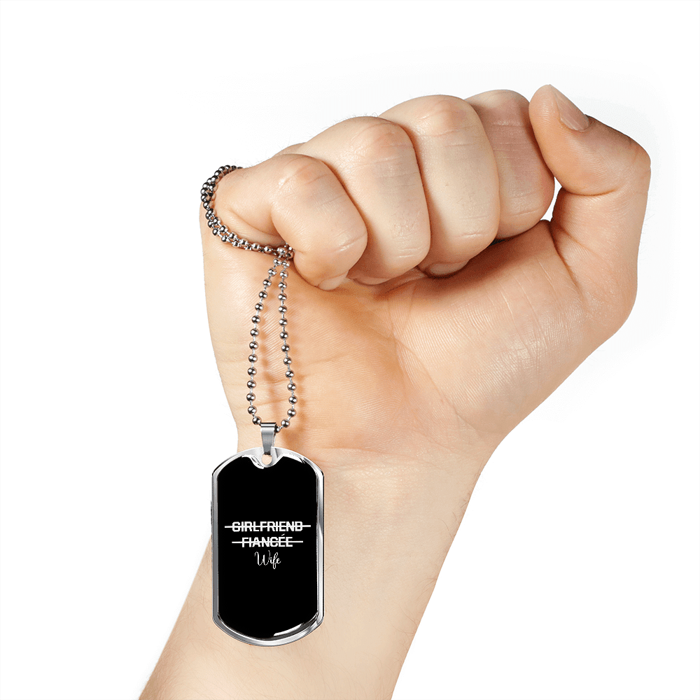 To My Girlfriend Girlfriend Fiance Wife Transparent Necklace Stainless Steel or 18k Gold Dog Tag 24" Chain - Luxury Love Messages Dog Tag Gifts For Man, Woman
