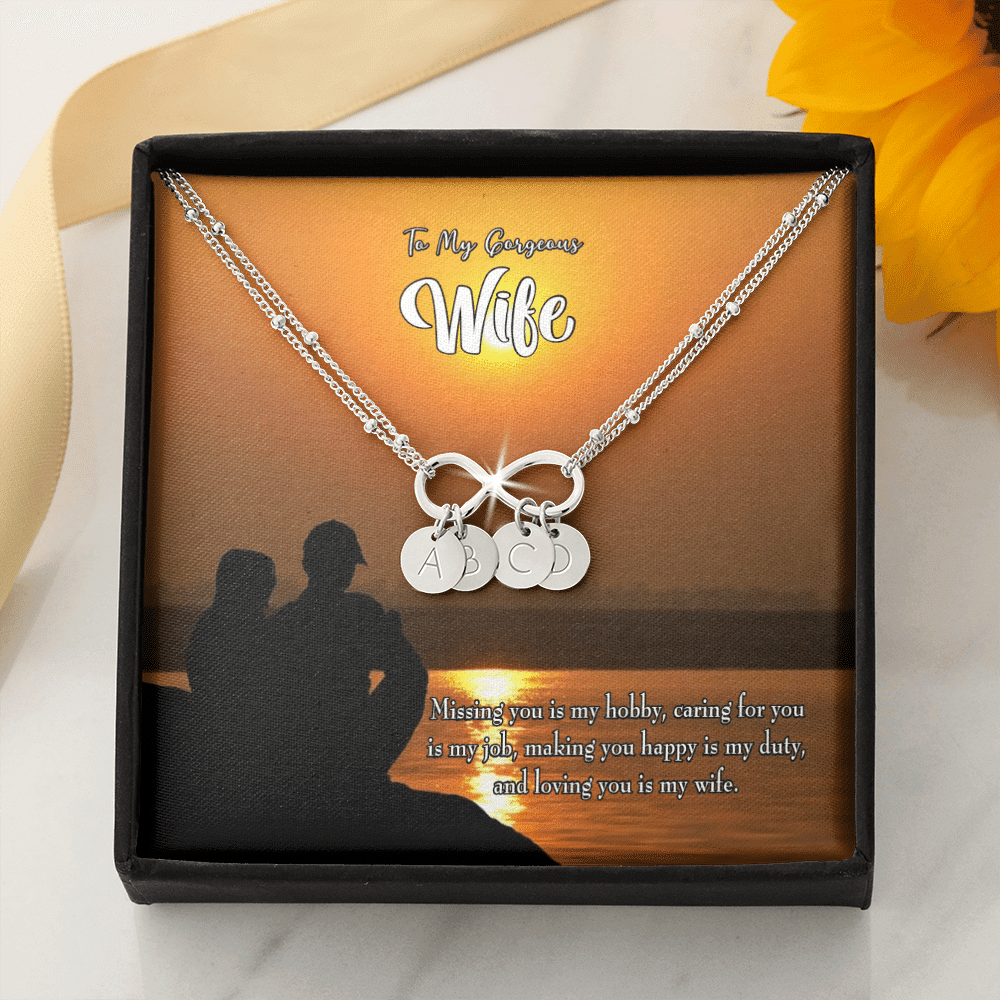 To My Wife Missing You Infinity Bracelet With Initial Charms - Infinity Bracelet